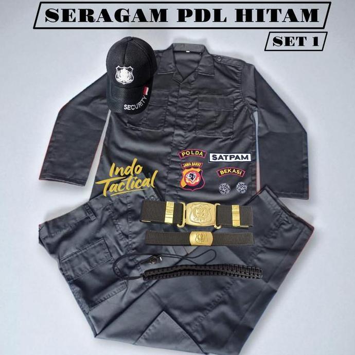 BAJU SERAGAM PDL HITAM SATPAM SETELAN PDL HITAM SECURITY LENGKAP PDL HITAM BRIMOB PDL HITAM SATPAM
