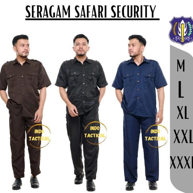 BAJU SERAGAM SAFARI SECURITY SAFARI SATPAM SAFARI KEAMANAN SAFARI LENGAN PENDE SAFARI LENGAN PANJANG