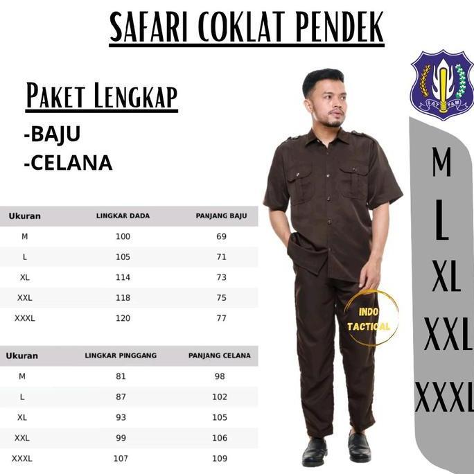 BAJU SERAGAM SAFARI SECURITY, SAFARI COKLAT PENDEK SAFARI SECURITY SAFARI SATPAM SAFARI SUPIR KEAMAN