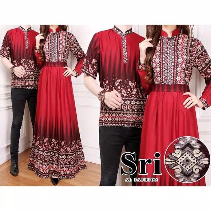 Baju Couple / Batik Couple batik Muslim - biru