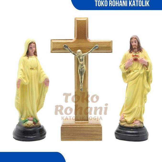 PAKET DOA KATOLIK (UKURAN MINI) / SALIB DUDUK / PATUNG YESUS MARIA