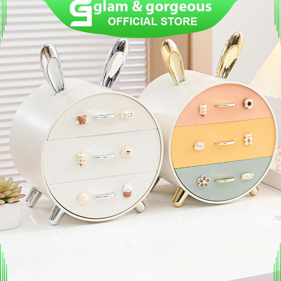 Laci Mini Aesthetic Lucu Karakter Kartun Rak Organizer Meja Tempat Makeup Aksesoris Perhiasan DD021