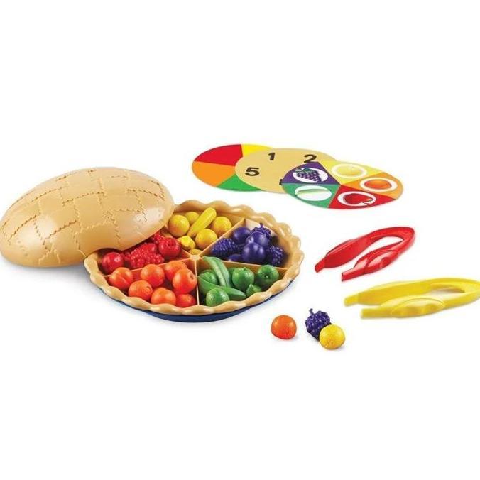 Learning Resources Super Sorting Pie Educational Fruit Sorting Toy with Jumbo Tweezers, Mainan Eduka