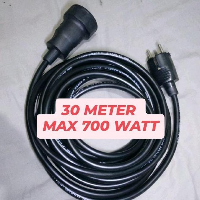 Murah Stopkontak Kabel 30 Meter Sambungan Colokan Karet Max 700Watt / Kabel Bor Las Listrik