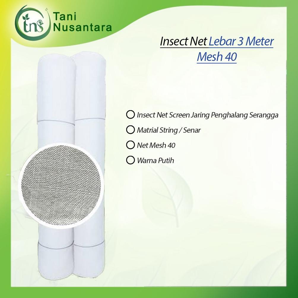 Bisa Cod Insect Net Mesh 40 Lebar 3 Meter Putih - Shade Net Greenhouse ><