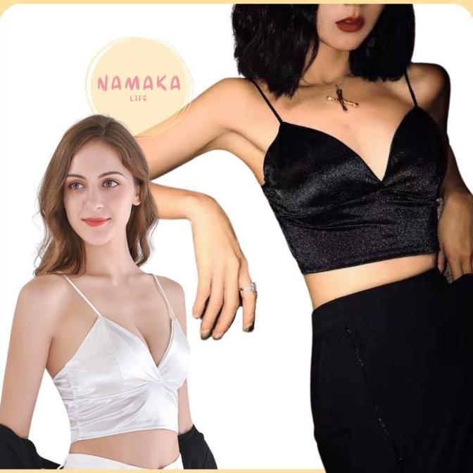 Murah [NL] BRALETTE BRA BH ALA KENDALL JENNER KYLIE SEXY SATIN BAHAN MODIS CROP TOP ATASAN TANKTOP T
