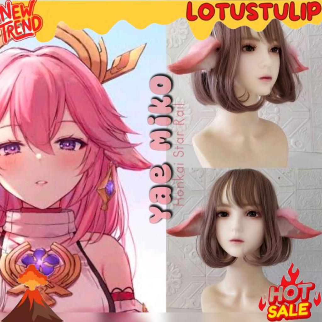 Baru Bando Ear Realistic Yae Miko Genshin Impact Game Cosplay Nekomimi Fox Tail Pink Gumiho