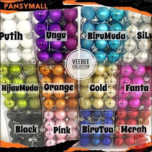 Top Seller Hiasan Bola Pohon Natal 3Cm/ Bola Hias Pohon Natal/ Aksesoris Pohon / Hiasan Natal