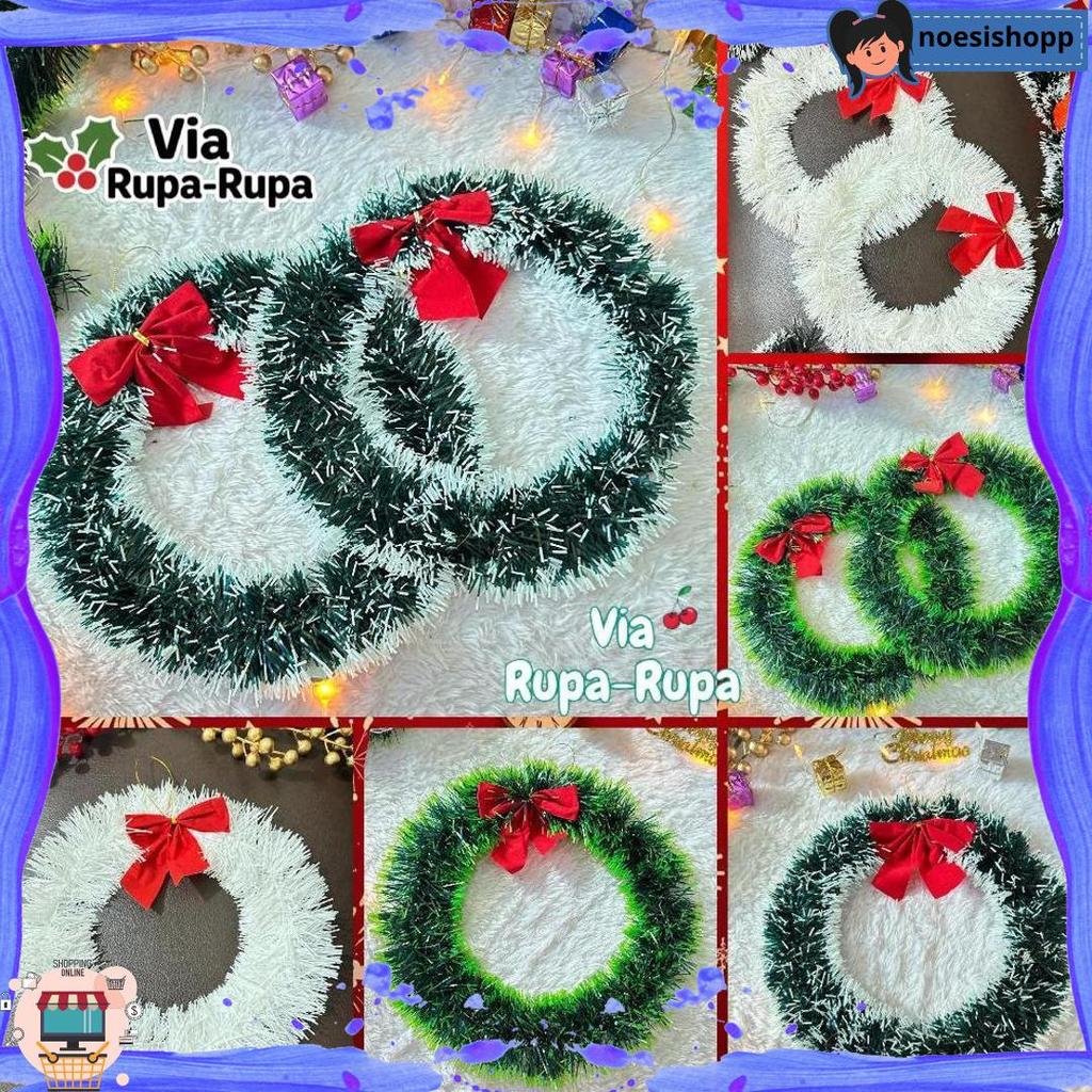 Sale Krans Natal Hiasan Pintu Garland Polos Dekorasi Natal Merry Christmas Aksesoris Ornamen Lingkar