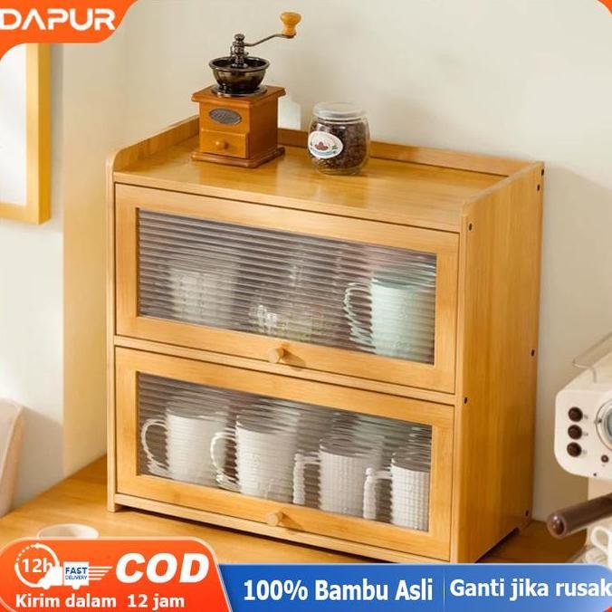 HARGA DISC - [DH]Rak Laci Kosmetik 3 Susun Lemari Mini Tempat Kosmetik Rak Kabinet Dapur bambu Lemar
