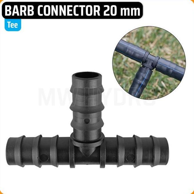 BARB CONNECTOR 20 MM - TEE | KONEKTOR SELANG PE IRIGASI HIDROPONIK - TEE T