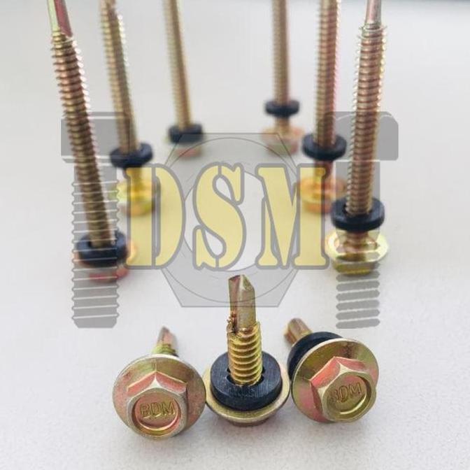 Sekrup Roofing Kuning #12x70 / Hex Flange Drilling Screw M5x70 / Baut Baja Ringan 7 CM