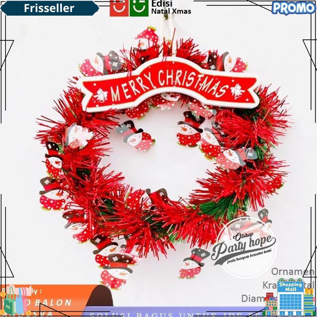 Super Hiasan Natal Krans Snowman / Ornament Natal Ring Karangan Bunga Natal / dekorasi natal pintu /