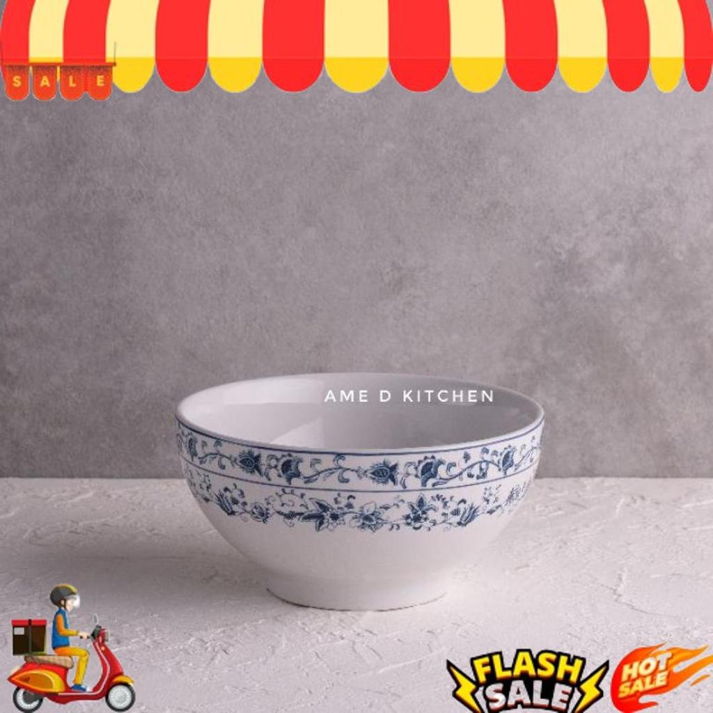 Cuci Gudang Mangkok Keramik Bunga Biru Oriental Siera