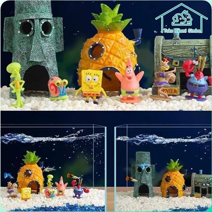 Febylaran - Miniatur Resin Spongebob 6 Pcs - Dekorasi Akuarium Unik