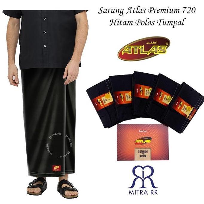 Spesial Sarung Atlas Premium 720 Original Hitam Tumpal | Sarung Tenun Dewasa Hitam Polos Premium