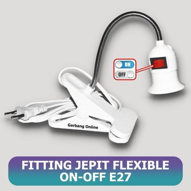 Fiting Lampu Jepit Saklar On Off + Kabel Lampu E27 Kerja Belajar