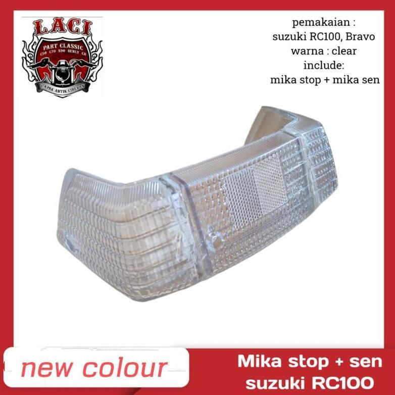 kaca mika lampu belakang stoplamp stopan set sein suzuki RC100 bravo putih clear
