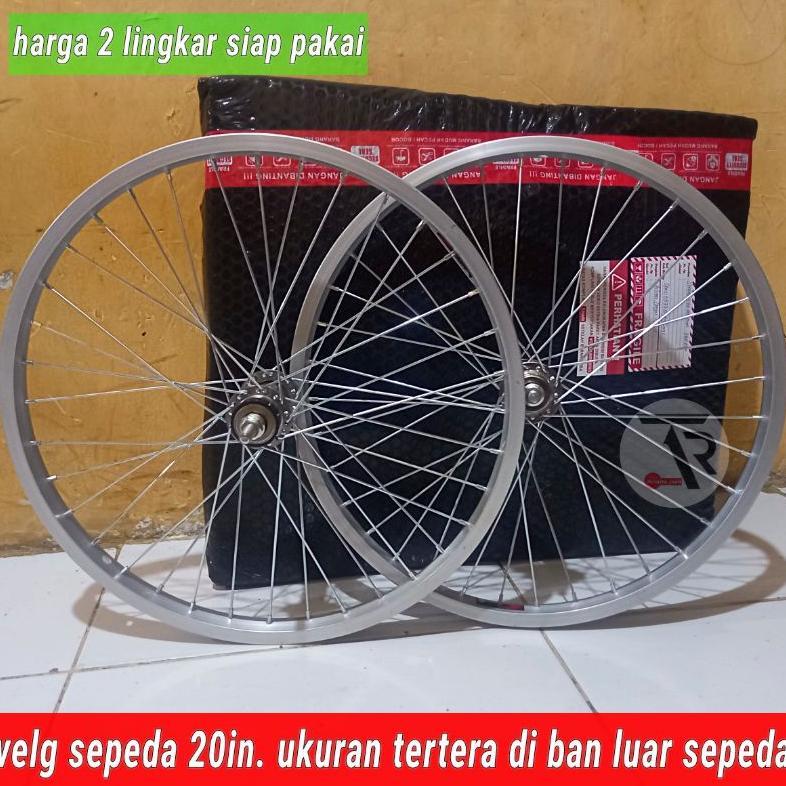 wheelset 20 atau velg sepeda 20 in sepasang sudah dirakit dan disetel jari2