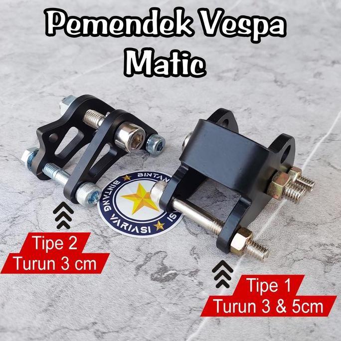 Lowering Kit Vespa Sprint Primavera Lx S Zelioni Pemendek Shock