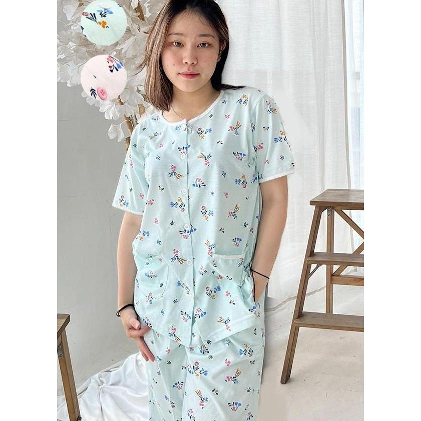 Baju Tidur Piyama Wanita Yumico Bahan Import Kaos ST - set Leaflets
