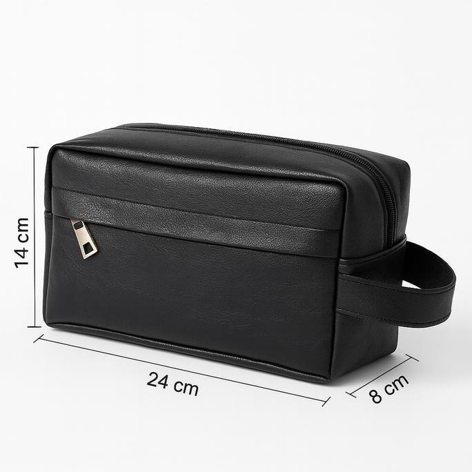 Pouch Kulit Sintetis Pria Anti Air Travel Organizer Multifungsi, Dompet HP & Tas Tangan Elegan