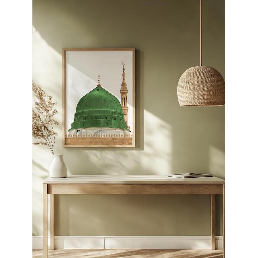 Hiasan Dekor Lukisan Masjid An Nabawi (the green dome) - Madinah - Masjid Kubah Hijau | ARTISLAM