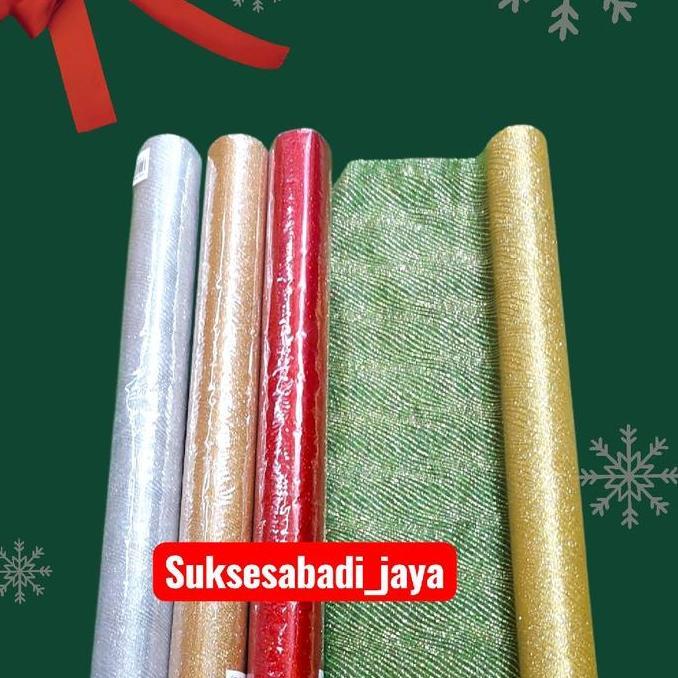 HIASAN NATAL Pita Natal Besar SNOW RIBBON ROLL ukuran 48cm x 4.5meter / Pita Roll Besar /Pita Pohon 