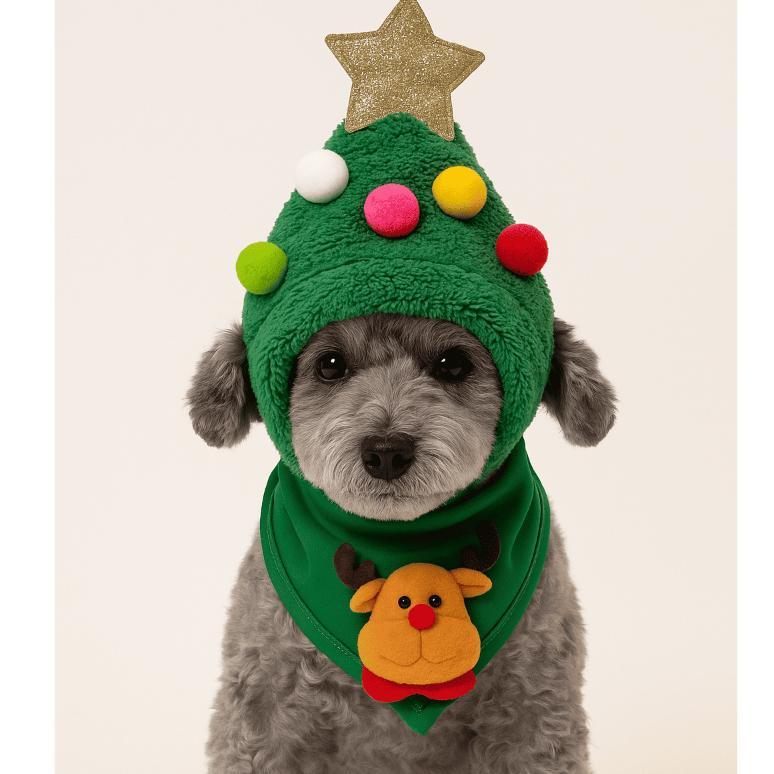 Ootdboelu - Aksesoris Natal Anjing & Kucing Topi Scarf Christmas aksesoris hewan