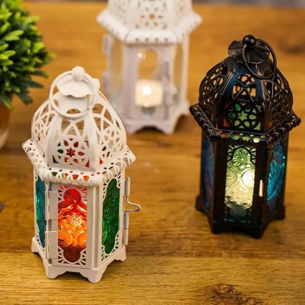 Tempat Lilin Model Lentera Gantung Maroko Lampu Lilin Lentera Kubah