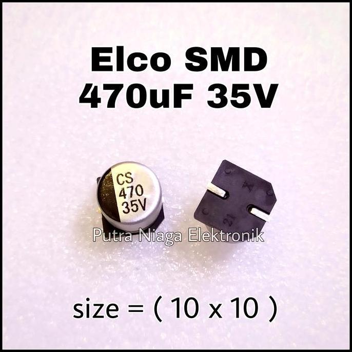 (1) Elco SMD 470uF 35V Alumunium 470 uF 35Volt Aluminum Kapasitor 10x10 mm putran1a
