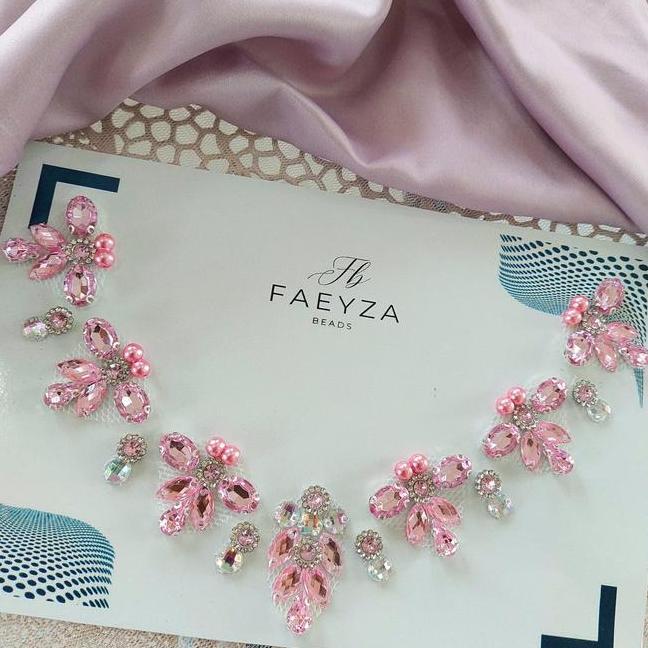 Payet Rangkai Leher F Payet Pinggang Bisa Custom Warna Elegant Renda Ritsleting Anyaman Mutiara