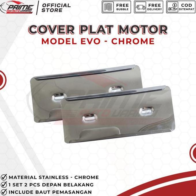 Cover Plat Motor Stainless Dudukan Plat Nomor Motor Slip Evo Stainless - Dudukan Tempat Plat Nomor M