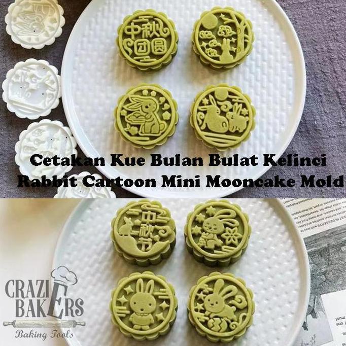 Cetakan Kue Bulan Bulat Kelinci Rabbit Cartoon Mini Mooncake Mold