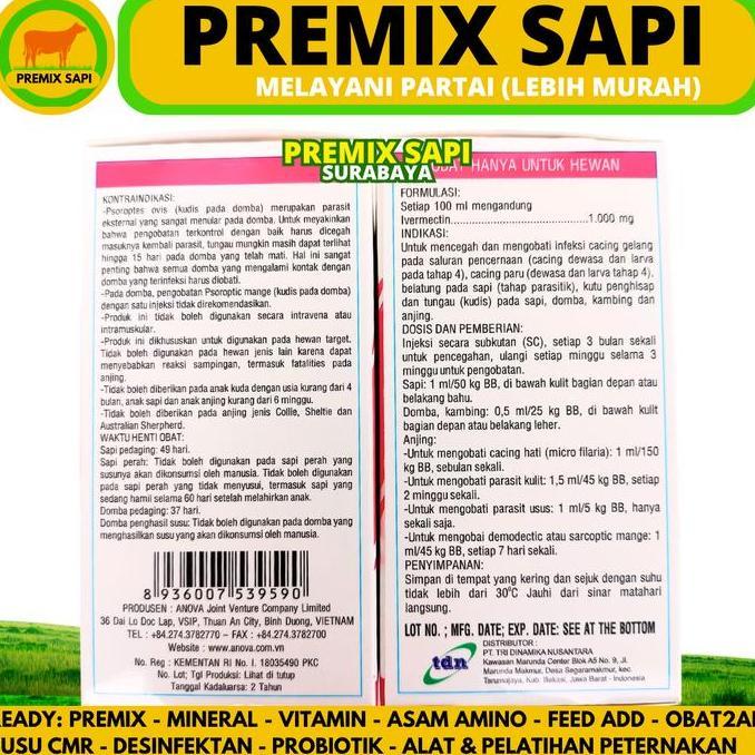 NOVA MECTIN 100ML - Obat Hewan Anti Parasit Cacing Gudik Kutu Caplak untuk Sapi Kambing Domba & Anji