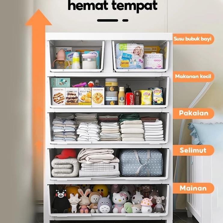 50cm Lebar Laci Lemari Penyimpanan Plastik Termurah Lemari Penyimpanan Dada King Tingkat Pakaian Pla