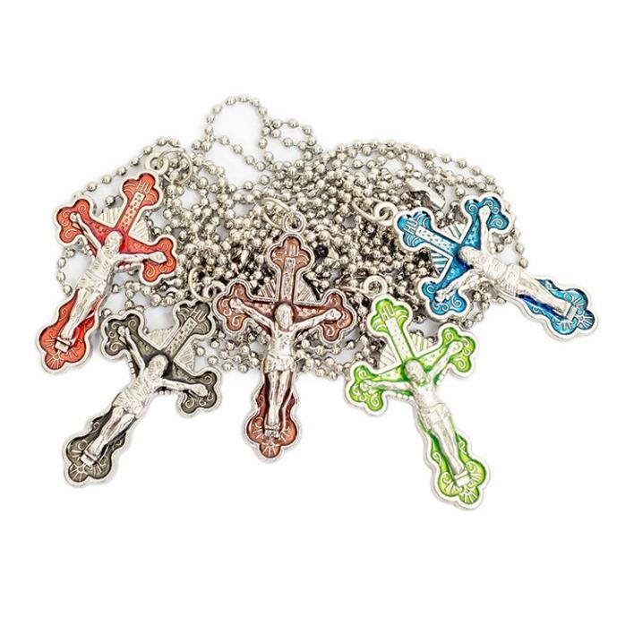 Kalung Salib Bunga Warna - Kalun Rohani- Kalung Bunga - Kalung Salib