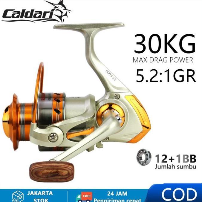 CALDARI Spinning Reel DC1000-7000 Metal Bait Reel 5.2:1 Speed Ratio EVA Handle Spinning Reel Fishing