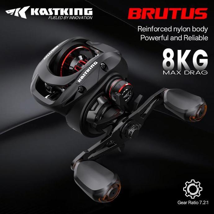 KASTKING x SEAHUNTER Brutus & Brutus Pro Reel Pancing Baitcasting Kiri/Kanan, Rangka Grafit, Rasio R