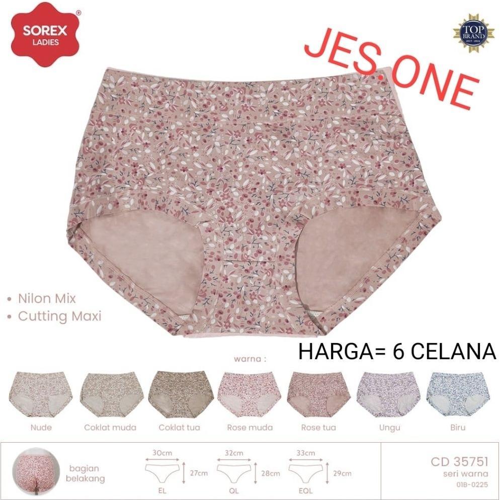 6pcs SOREX 35751 CD Celana Dalam Wanita  Motif Bunga Bercutting sz XL - 3XL