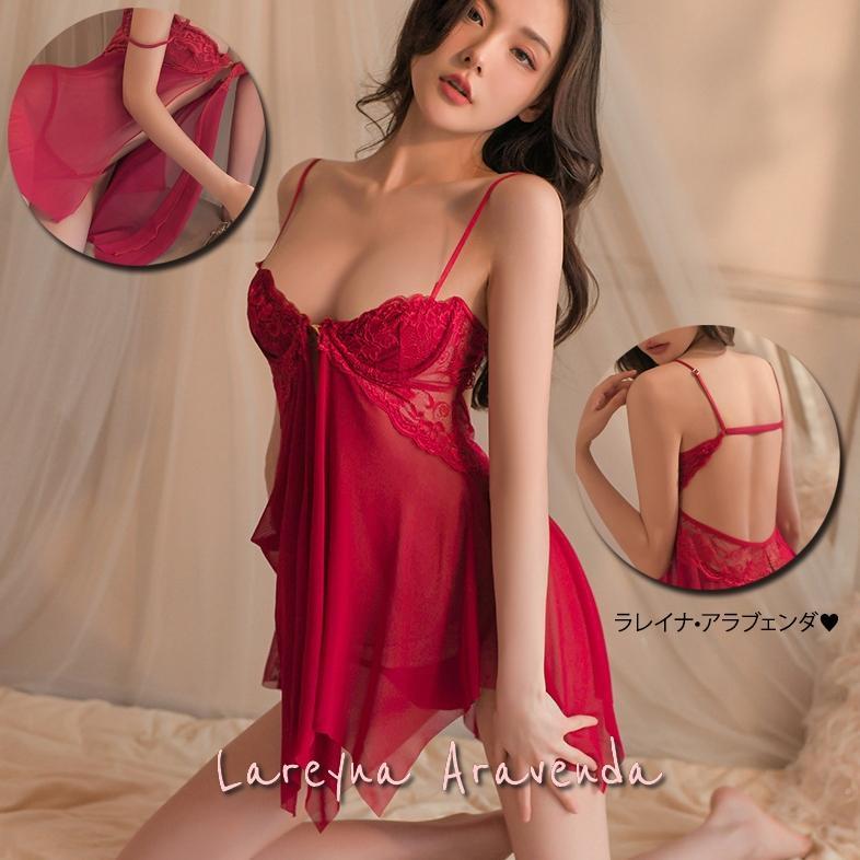 Pakaian Wanita- Set Lingerie + Cd Terawang Fantasy Gaun Malam Romantis Wired Cup Lg503 - Lingerie - 