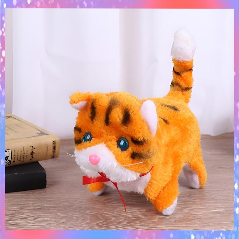 Boneka Kucing Berjalan Mata Nyala Mainan Interaktif Anak Kado Ulang Tahun Perempuan