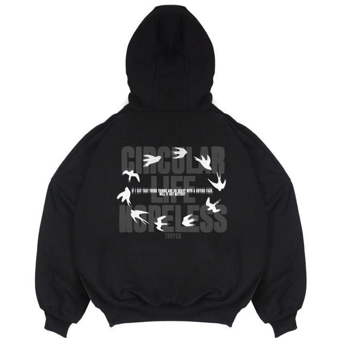 Troy Company Boxy Oversized Hoodie Black Hopeless - Hoodie Boxy Oversize Hitam Hb 3173 New Best Qual