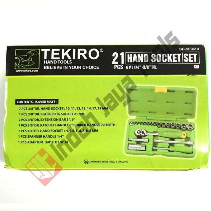 Kunci Sok Set Tekiro 1/4" - 3/8" 21 Pcs - Shock Socket Set Box Plastik