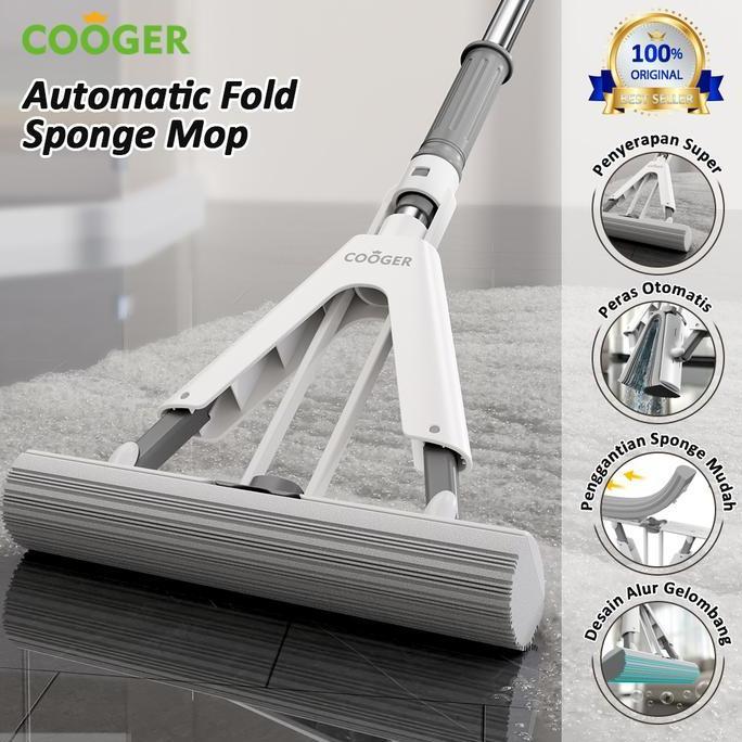 COOGER Alat Pel Busa Peras Lipat Otomatis Sponge Mop Alat Pel Spons Serbaguna Daya Serap Tinggi 3S C
