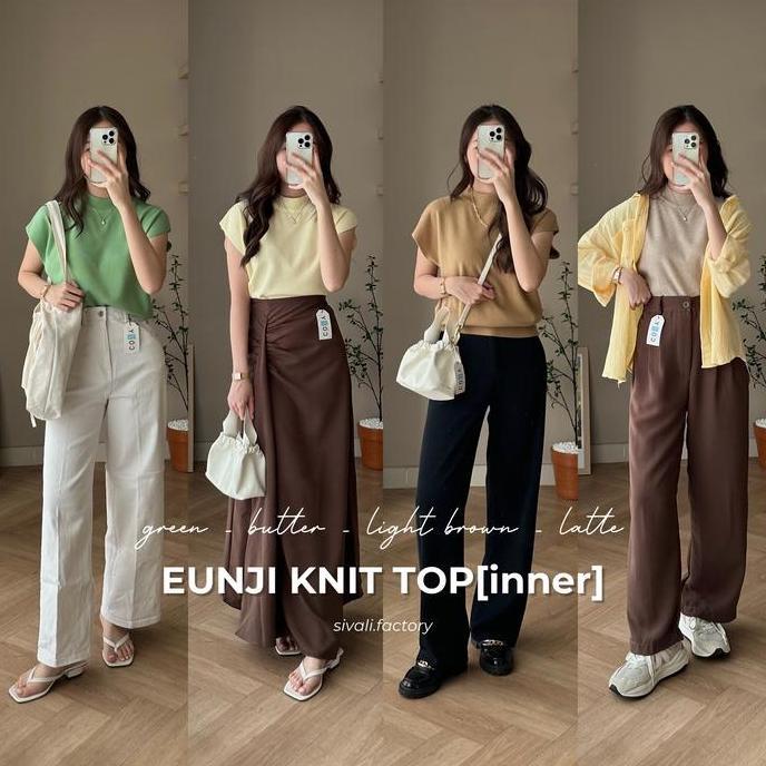 SIVALI Eunji Knit Top - Baju Wanita Vest Turtleneck Rajut Tanpa Lengan | Inner Hijab - Atasan Wanita