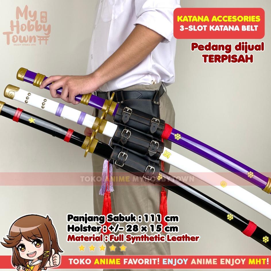 Belt Ikat Pinggang Anime Cosplay Sword Holder Holster Sabuk Pedang 3 Tiga Slot Roronoa Zoro One Piec