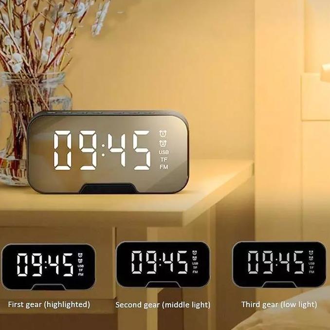 Rebapin - Speaker Music Box Bluetooth 5 Jam Alarm Led Ultra Bass Fm Radio Wireless