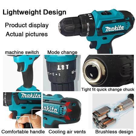 Makita Df331D 36V Bor Impact Nirkabel Dari Jepang, Daya Tinggi Baterai Lithium, Buku Petunjuk Origin