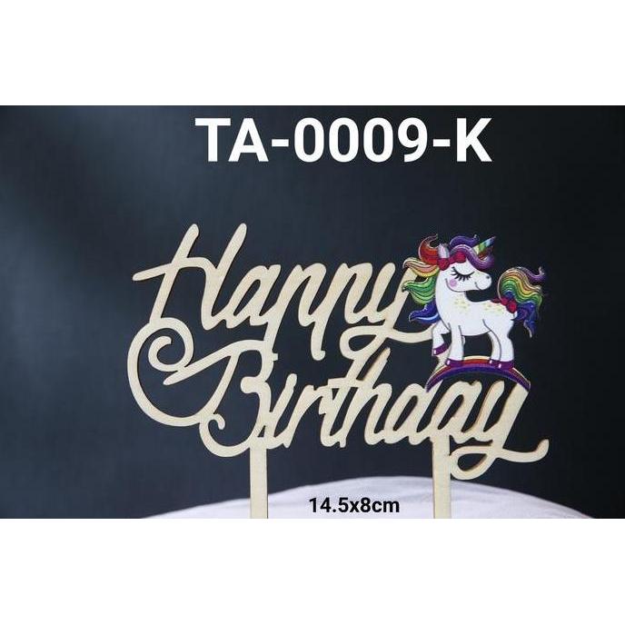 Terjangkau Ta-0009-K Tulisan Cake Topper Tulisan Kayu Happy Birthday Unicorn
